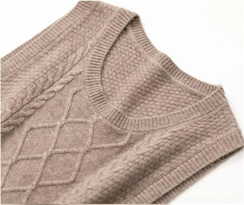 100% Cashmere Women's Solid Knitted Sweater Vest Short Sleeveless Pullover Sweater Slit Back (Gray XL)