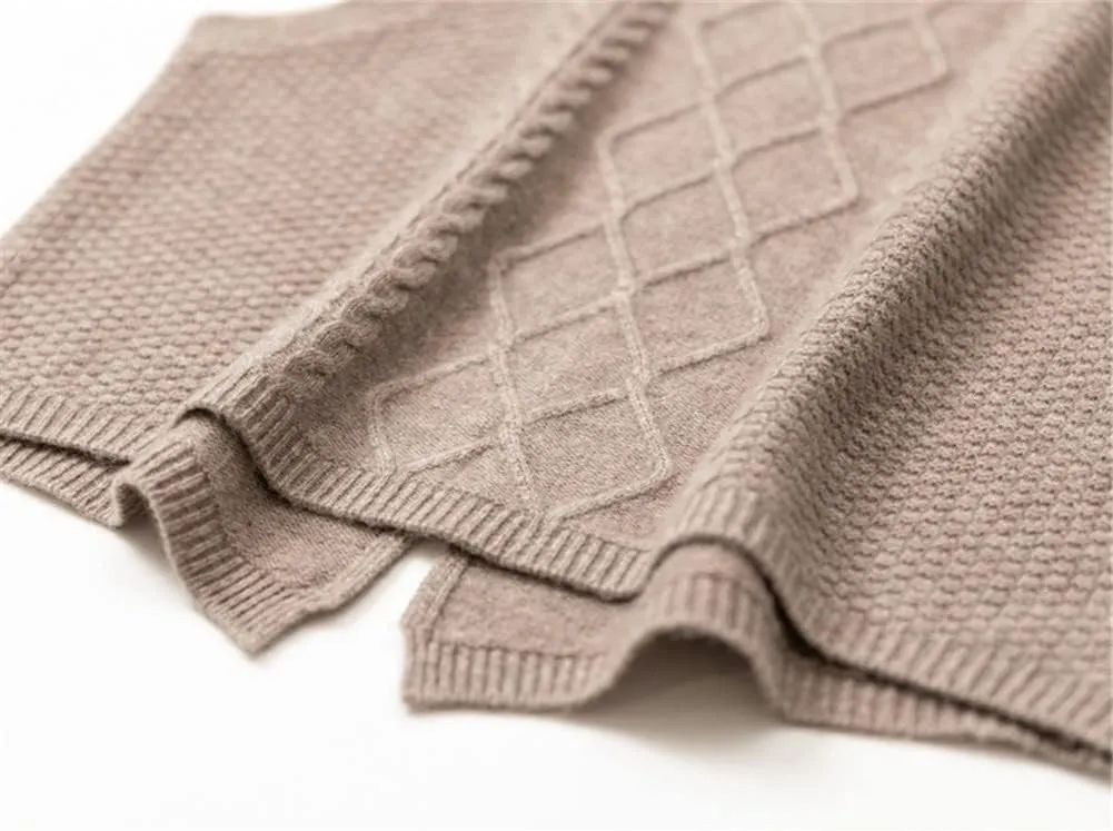 100% Cashmere Women's Solid Knitted Sweater Vest Short Sleeveless Pullover Sweater Slit Back (Gray XL)