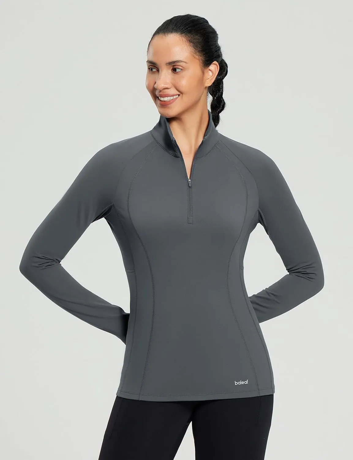 baleaf Women's 1/4 Zip Fleece Pullover Thermal Long Sleeve Shirts Ski Base Layer Top Thumbholes Winter Cold Weather