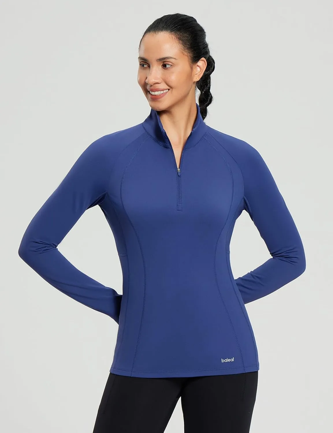 baleaf Women's 1/4 Zip Fleece Pullover Thermal Long Sleeve Shirts Ski Base Layer Top Thumbholes Winter Cold Weather