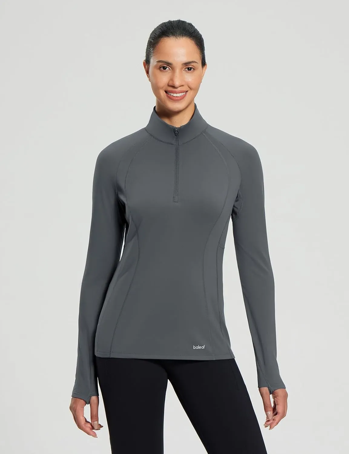 baleaf Women's 1/4 Zip Fleece Pullover Thermal Long Sleeve Shirts Ski Base Layer Top Thumbholes Winter Cold Weather