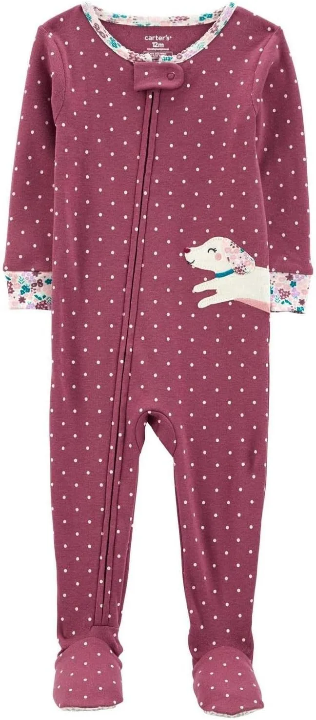 Carter's Girls' 1-Piece 100% Snug Fit Footie Sleeper PJs