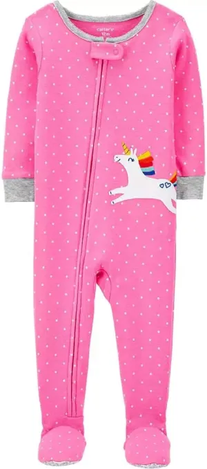 Carter's Girls' 1-Piece 100% Snug Fit Footie Sleeper PJs