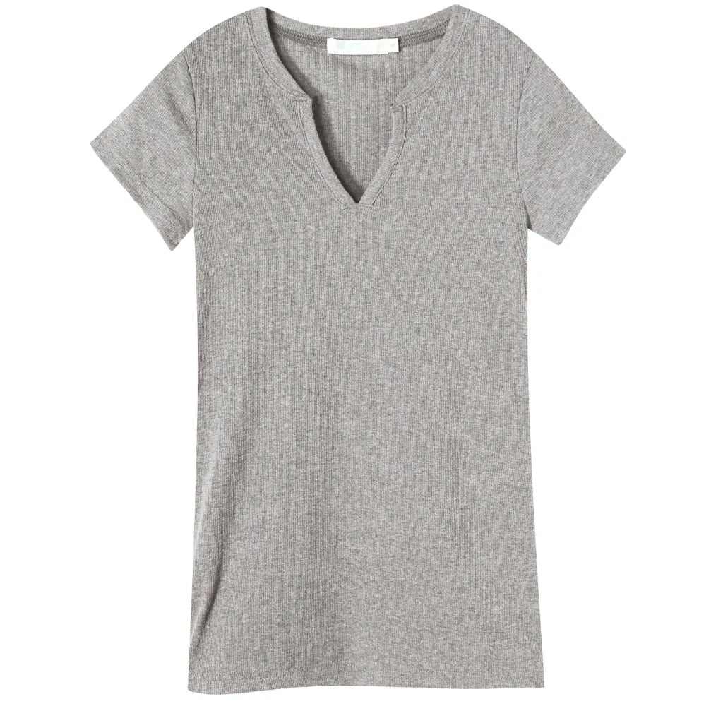 Casual Basic Solid Many Colors V-Neck Fitted T-Shirt Top
