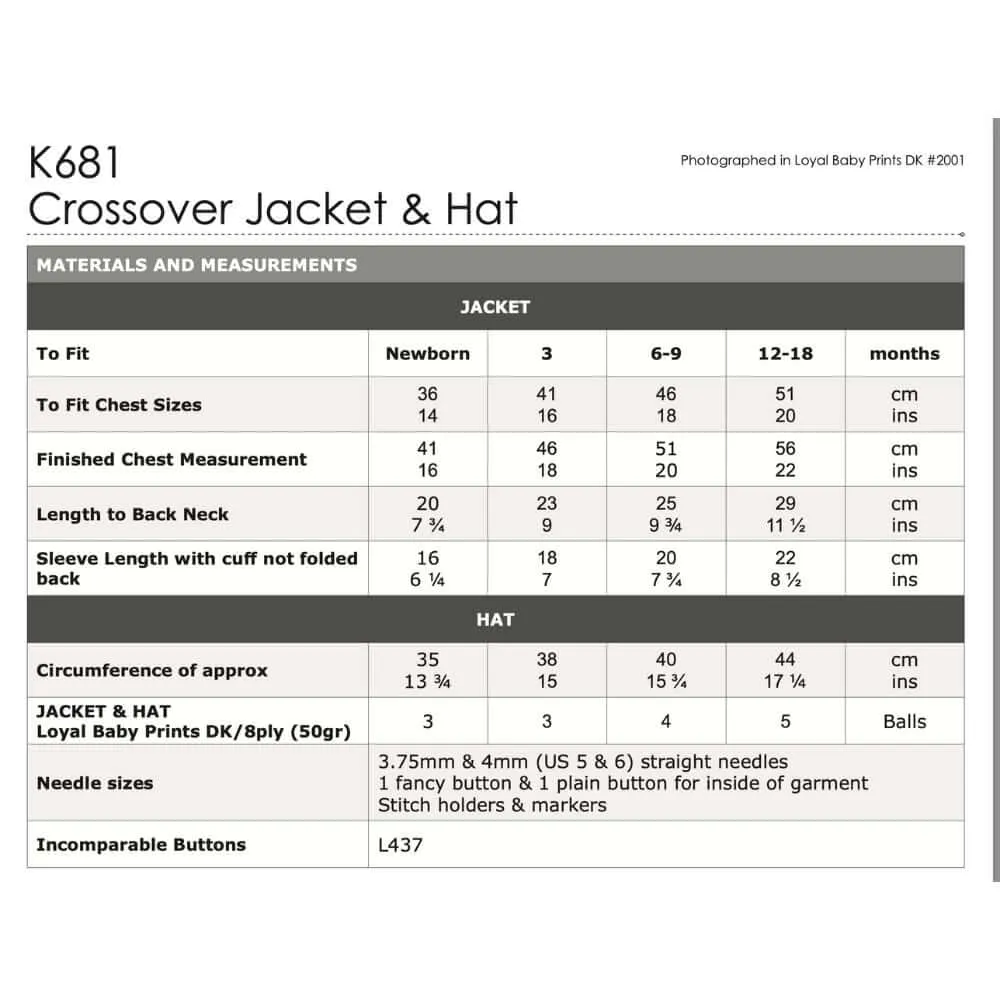Crossover Jacket & Hat Knitting Pattern (K681)