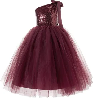 ekidsbridal One-Shoulder Sequin Tutu Flower Girl Dress Princess Dresses Pageant Gown 182