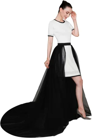 EllieWely Overskirt Short Front Long Back Party Tutu Tulle Skirt R05