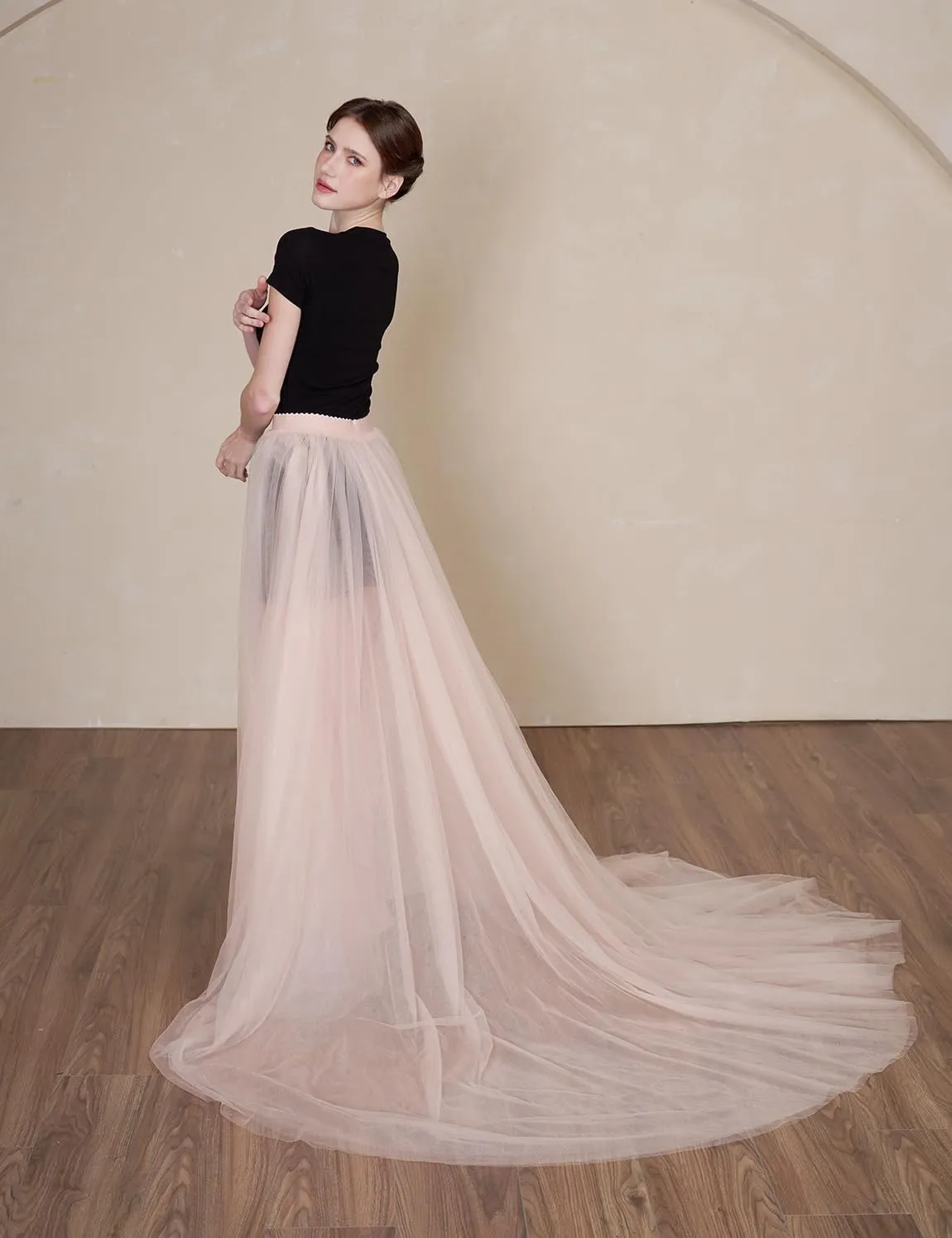 EllieWely Overskirt Short Front Long Back Party Tutu Tulle Skirt R05