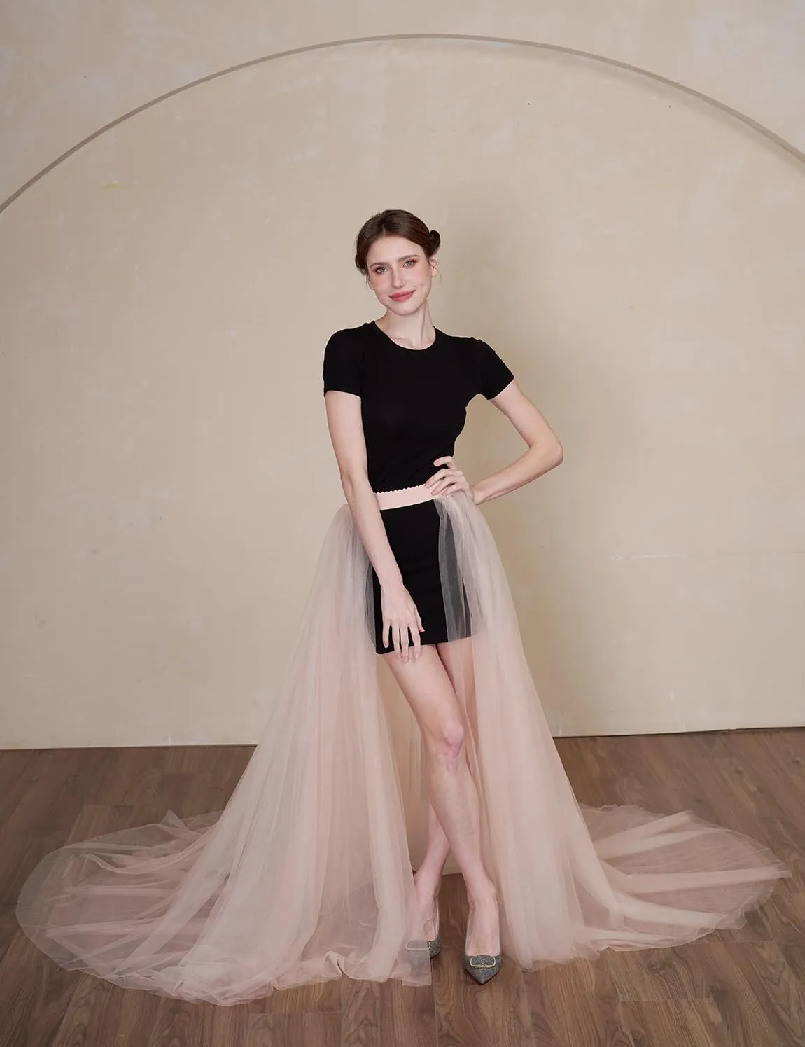 EllieWely Overskirt Short Front Long Back Party Tutu Tulle Skirt R05