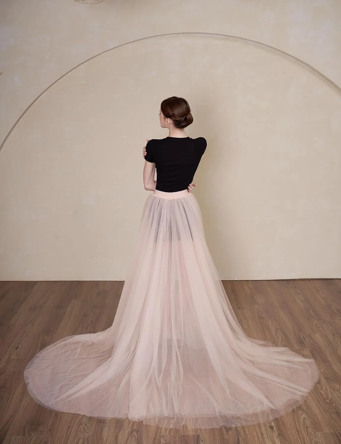 EllieWely Overskirt Short Front Long Back Party Tutu Tulle Skirt R05