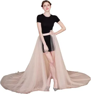 EllieWely Overskirt Short Front Long Back Party Tutu Tulle Skirt R05