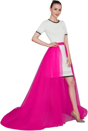 EllieWely Overskirt Short Front Long Back Party Tutu Tulle Skirt R05