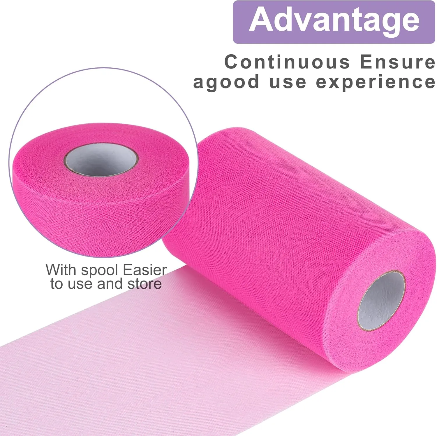Fuchsia Tulle Fabric Rolls 6 Inch by 100 Yards (300 feet) Tulle Roll Spool Fabric for DIY Tutu Skirt Baby Shower Birthday Party Wedding Decorations Christmas Craft Supplies (Fuchsia)