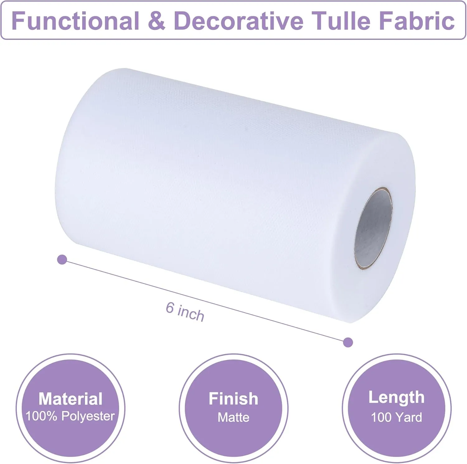 Fuchsia Tulle Fabric Rolls 6 Inch by 100 Yards (300 feet) Tulle Roll Spool Fabric for DIY Tutu Skirt Baby Shower Birthday Party Wedding Decorations Christmas Craft Supplies (Fuchsia)