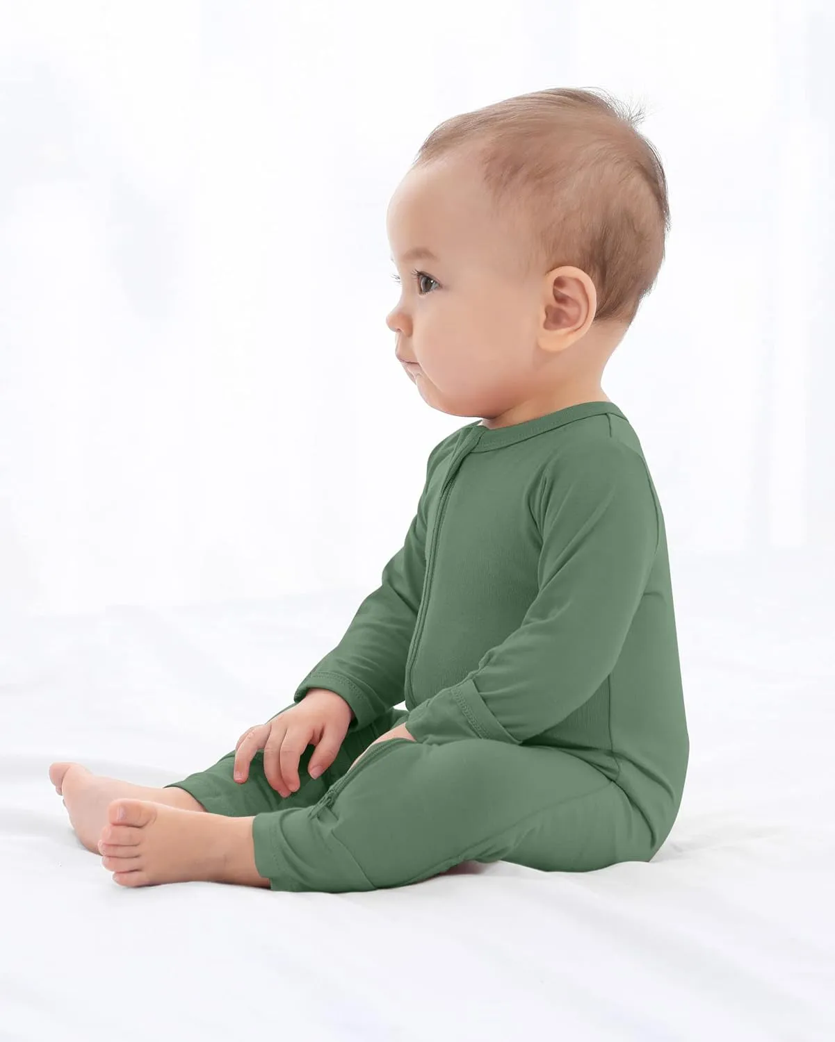GUISBY Rayon Baby Pajamas with Mittens Cuffs, Long Sleeve Footless Snug Fits Sleepers 4-Pack