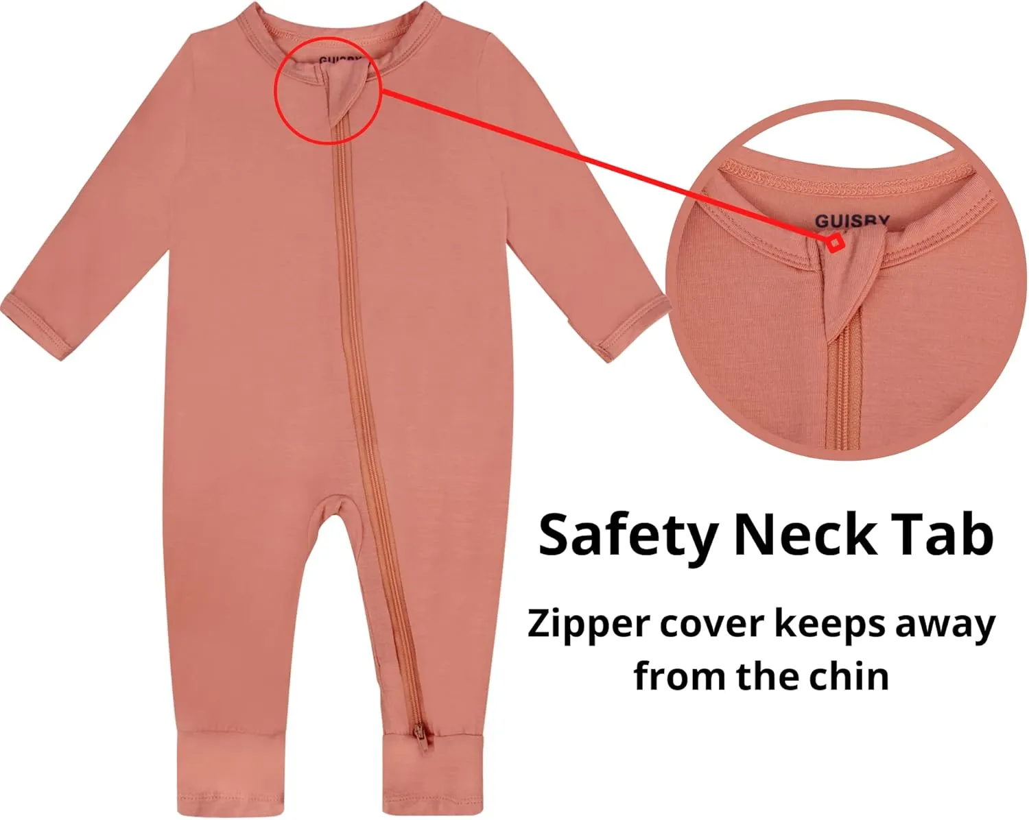 GUISBY Rayon Baby Pajamas with Mittens Cuffs, Long Sleeve Footless Snug Fits Sleepers 4-Pack