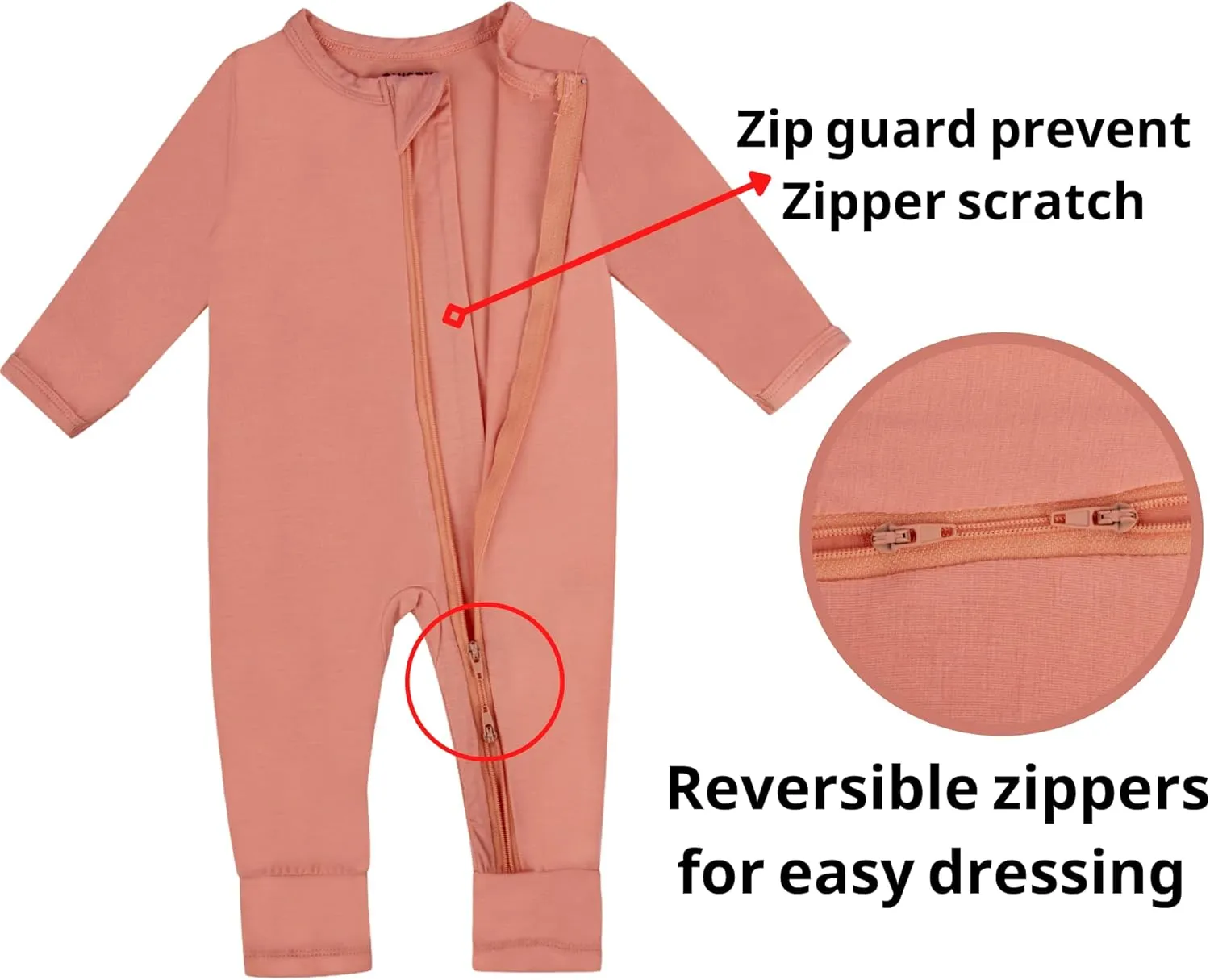 GUISBY Rayon Baby Pajamas with Mittens Cuffs, Long Sleeve Footless Snug Fits Sleepers 4-Pack