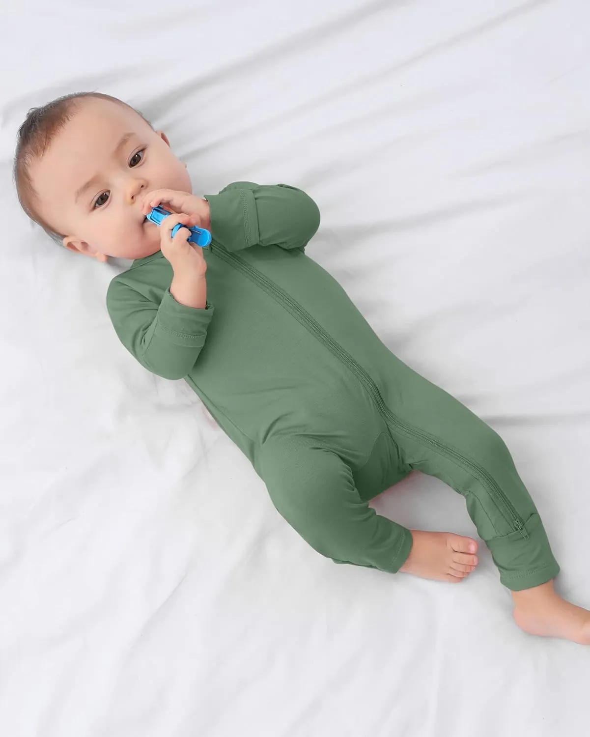 GUISBY Rayon Baby Pajamas with Mittens Cuffs, Long Sleeve Footless Snug Fits Sleepers 4-Pack