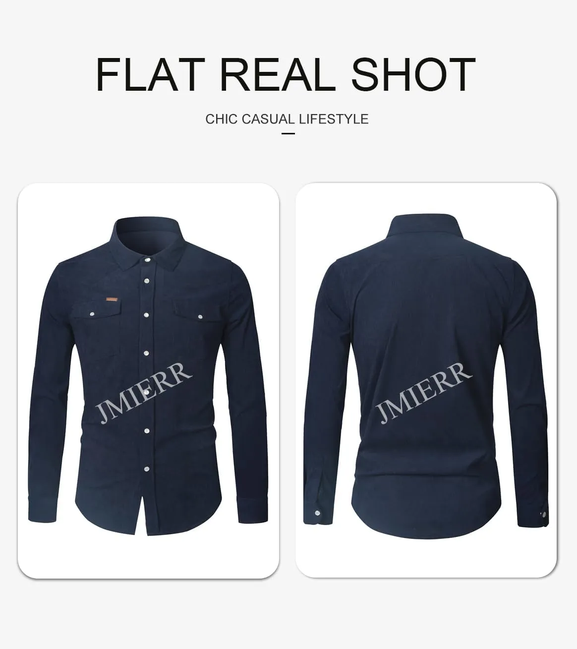 JMIERR Men's Corduroy Shirts Casual Western Long Sleeve Button Down Shacket Jackets with 2 Flap Pocket