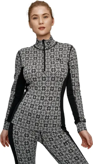 Kari Traa Rose Half Zip Women's Base Layer Top - 100% Merino Wool Fitted Long Sleeve Knit Thermal Shirt