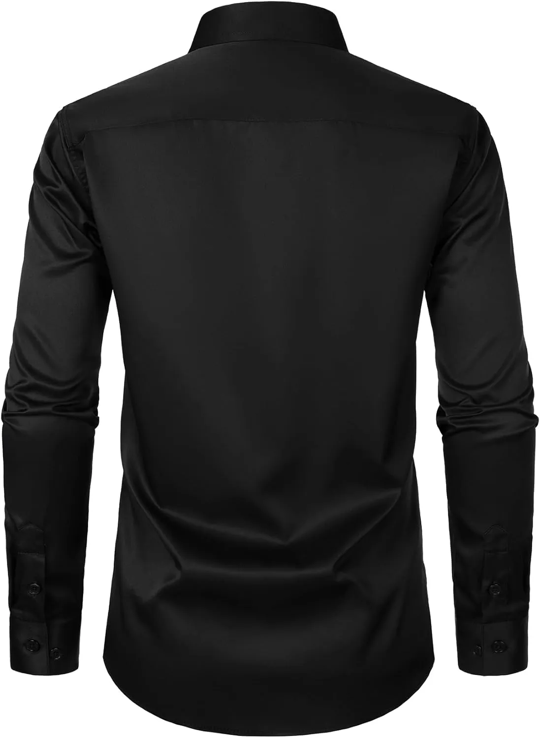 Men's Stretch Slim Fit Dress Shirts Formal Wedding Prom Business Long Sleeve Button Down Shirt with Pocket