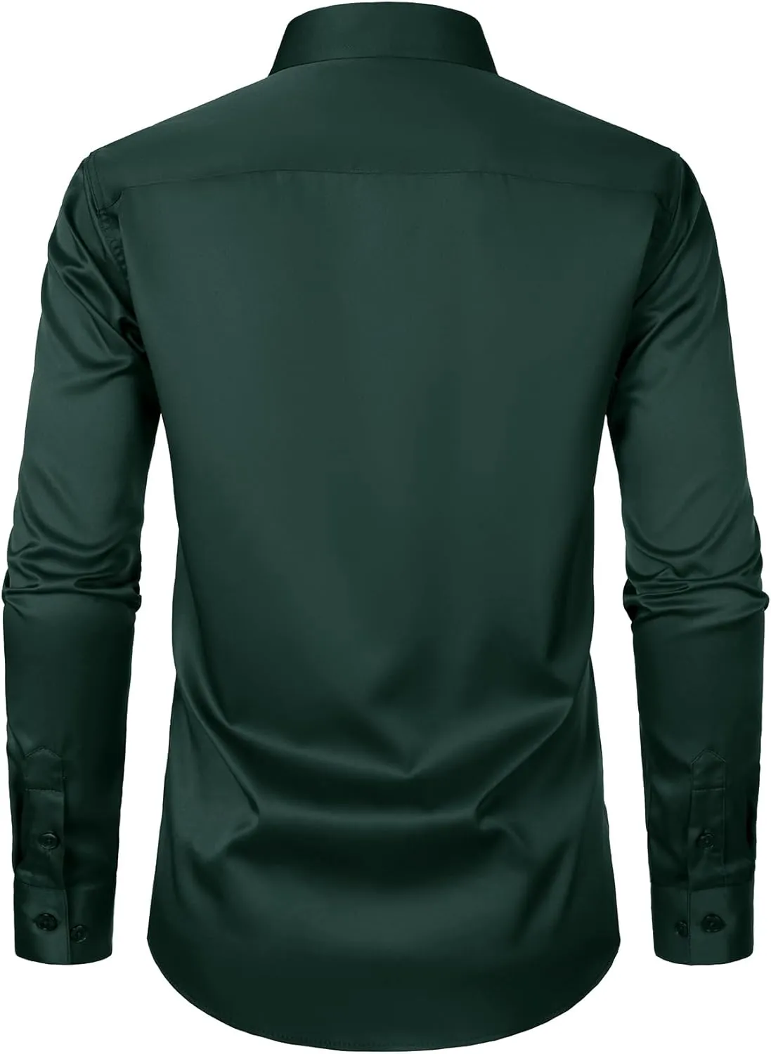 Men's Stretch Slim Fit Dress Shirts Formal Wedding Prom Business Long Sleeve Button Down Shirt with Pocket