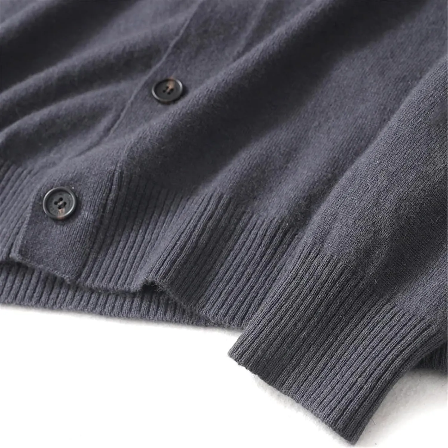 Men's Winter Thick Knit Coat Merino Wool V-Neck Sweater Cardigan Men's Solid Color Warm Knit Cardigan Jacket