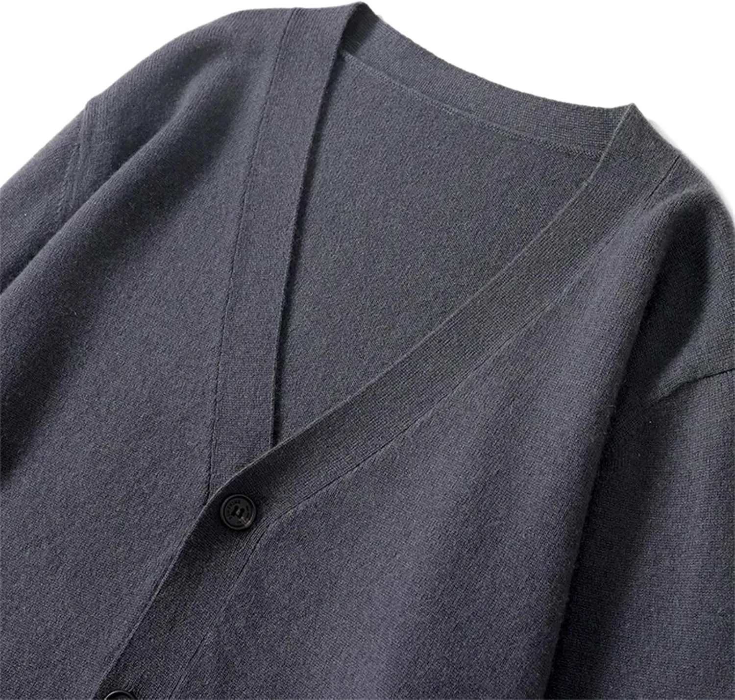 Men's Winter Thick Knit Coat Merino Wool V-Neck Sweater Cardigan Men's Solid Color Warm Knit Cardigan Jacket
