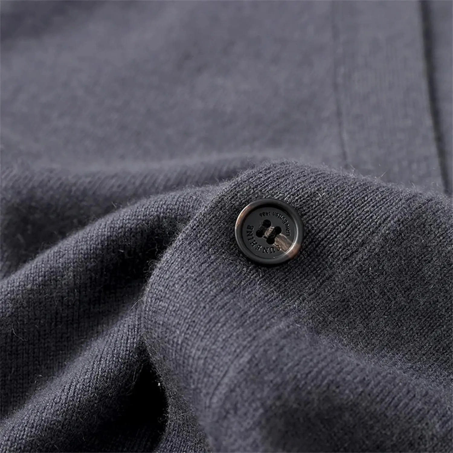 Men's Winter Thick Knit Coat Merino Wool V-Neck Sweater Cardigan Men's Solid Color Warm Knit Cardigan Jacket