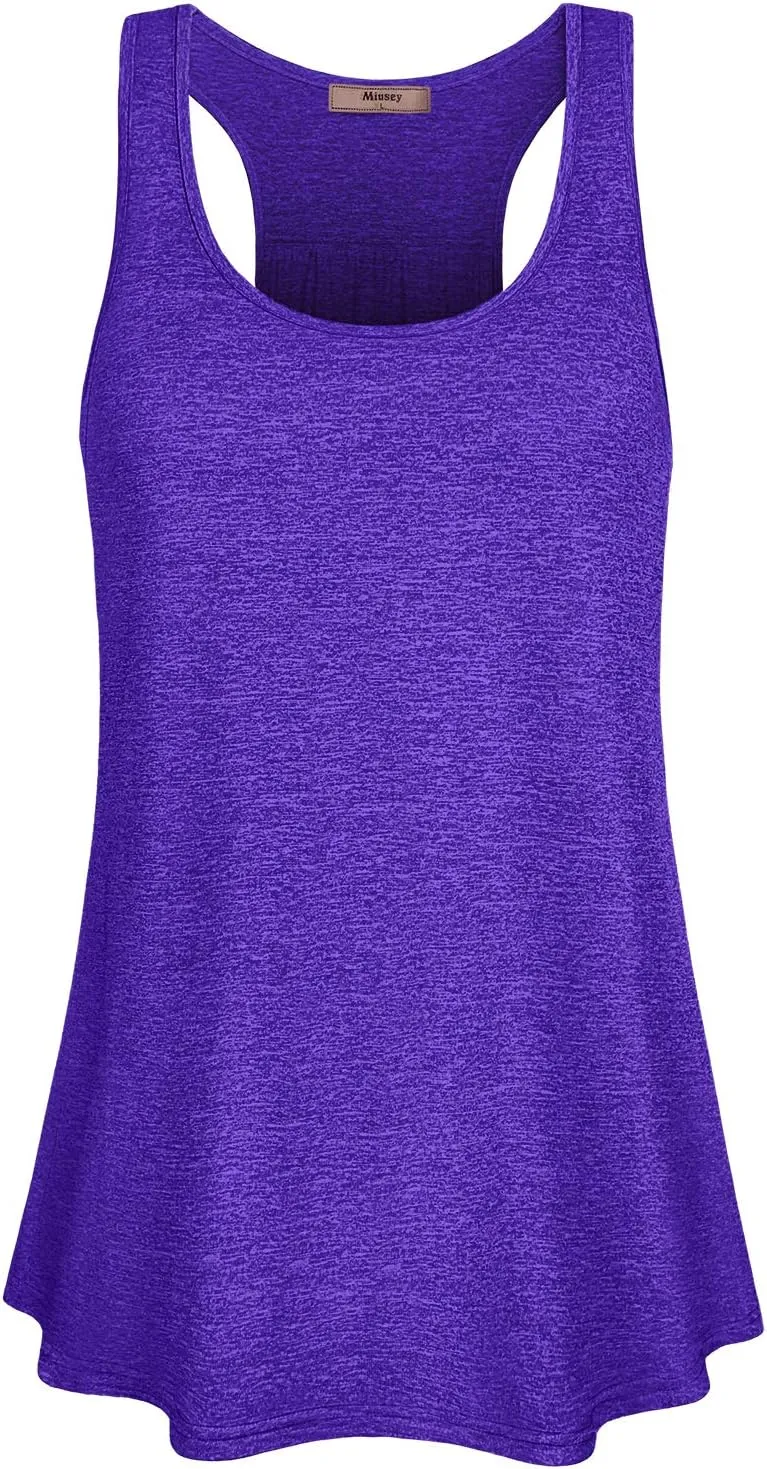 Miusey Womens Sleeveless Loose Fit Yoga Workout Racerback Tank Top
