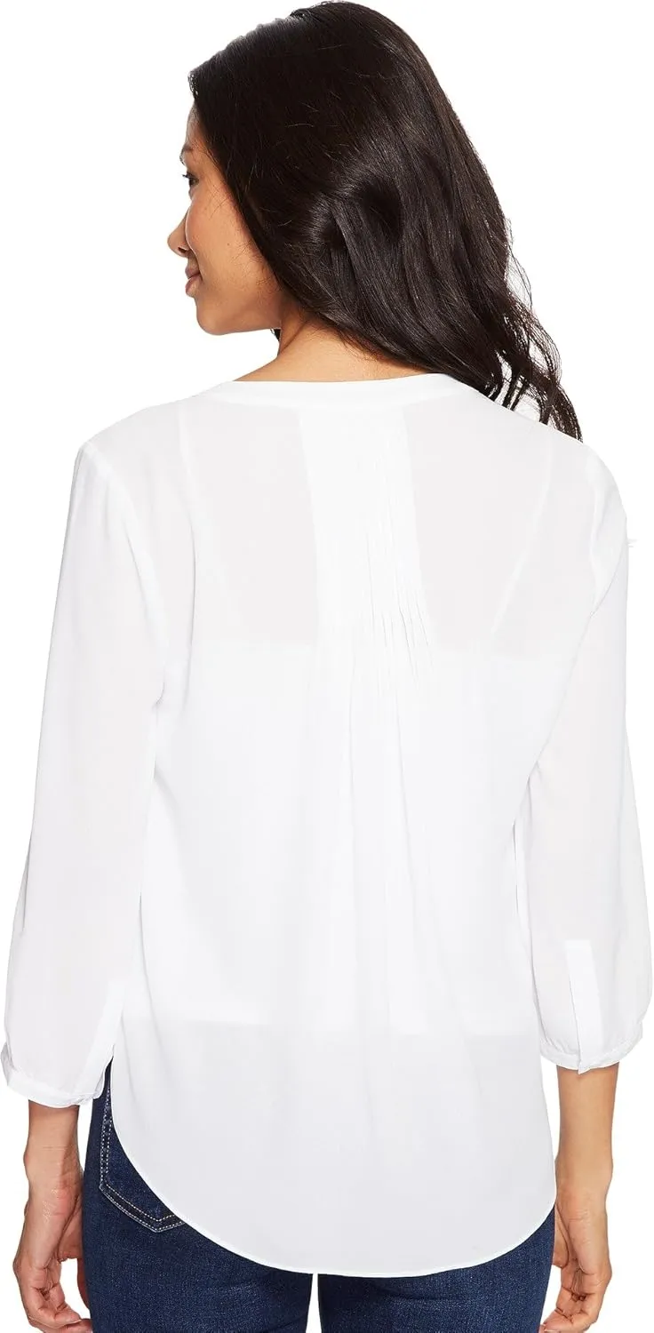 NYDJ Women's Petite Size 3/4 Sleeve Pintuck Blouse