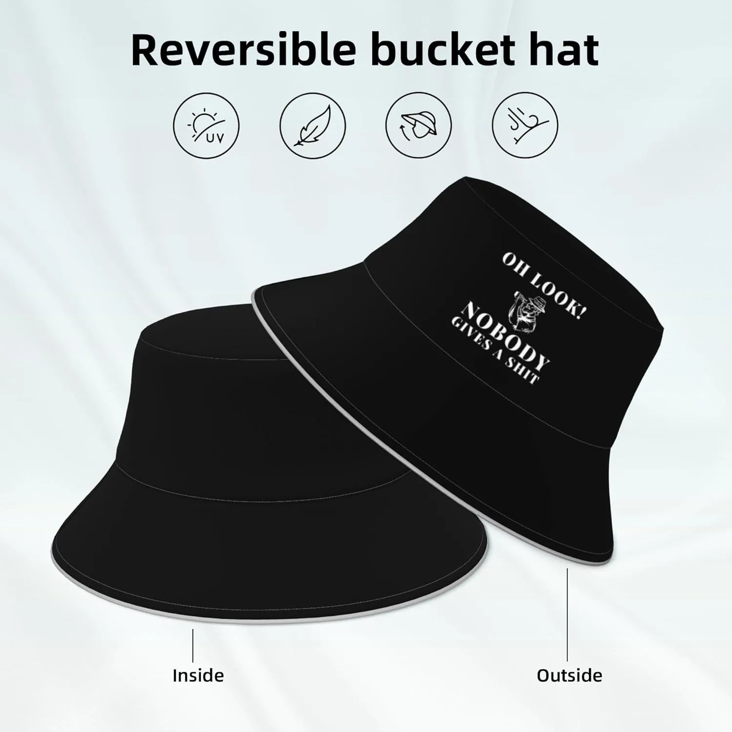 Oh Look Nobody Gives A Shit Bucket Hat for Men Women Summer Sun Hat for Beach