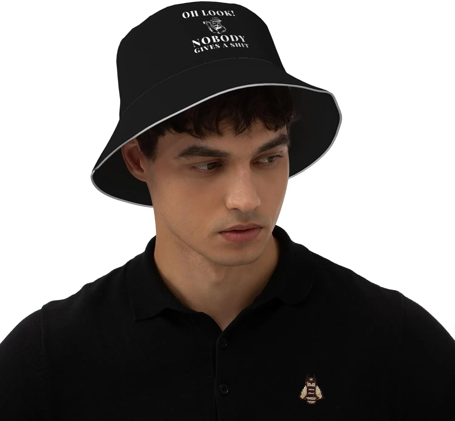 Oh Look Nobody Gives A Shit Bucket Hat for Men Women Summer Sun Hat for Beach