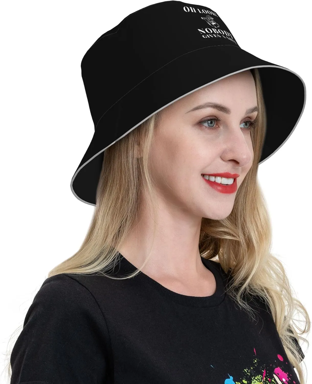 Oh Look Nobody Gives A Shit Bucket Hat for Men Women Summer Sun Hat for Beach