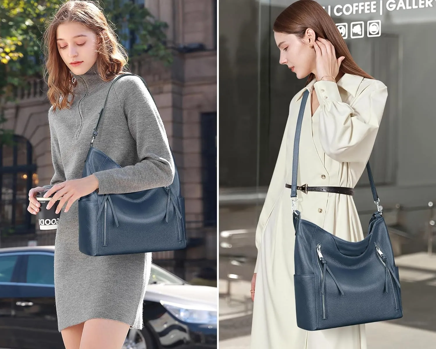 Over Earth Genuine Leather Hobo Bags for Women Soft Purses and Handbag Ladies Casual Shoulder Bag