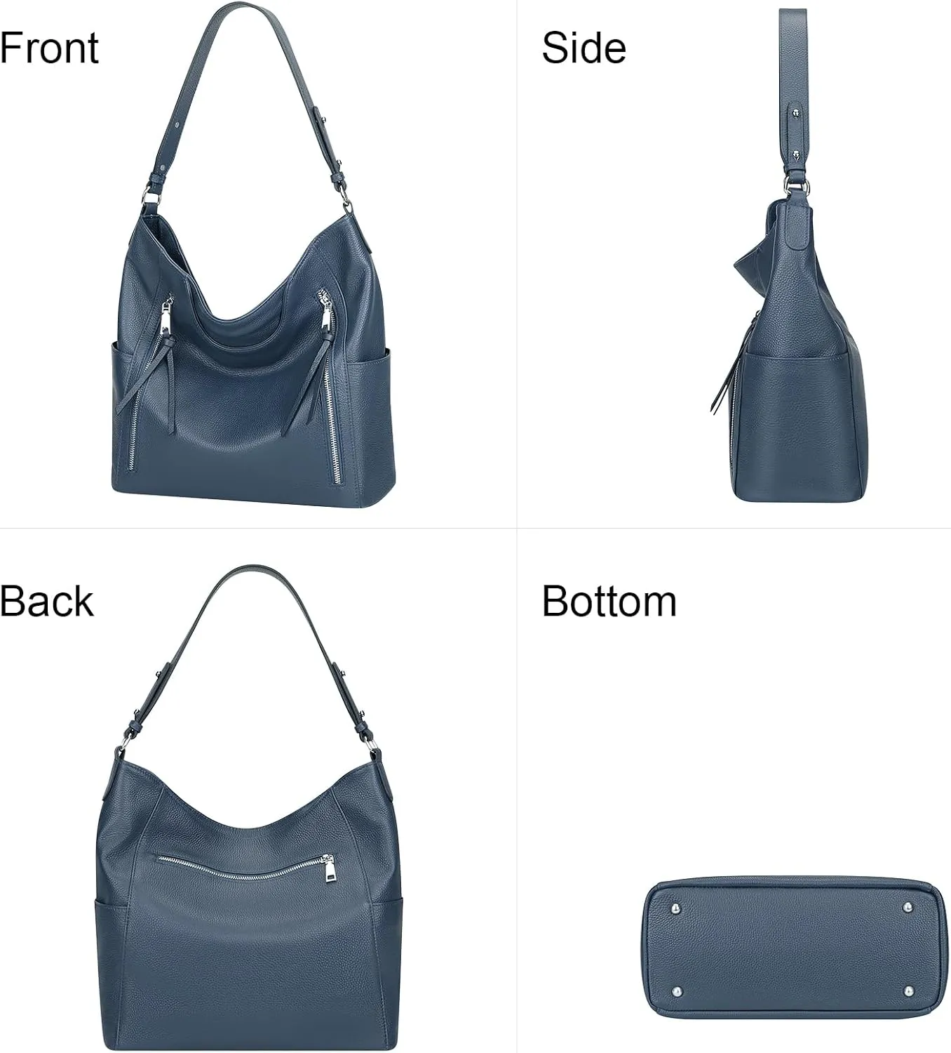 Over Earth Genuine Leather Hobo Bags for Women Soft Purses and Handbag Ladies Casual Shoulder Bag