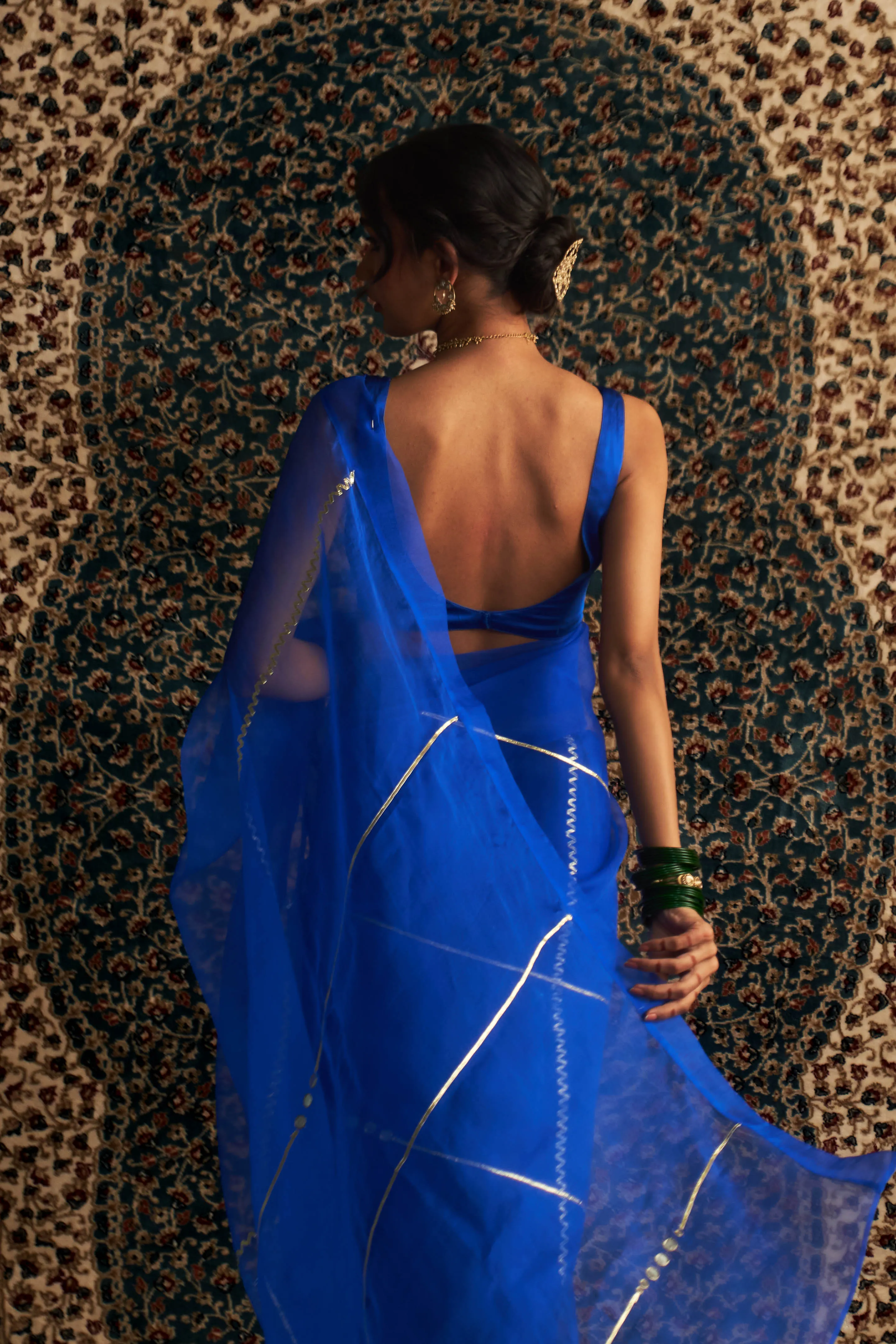 Prarambh Organza Saree With Sleeveless Blouse