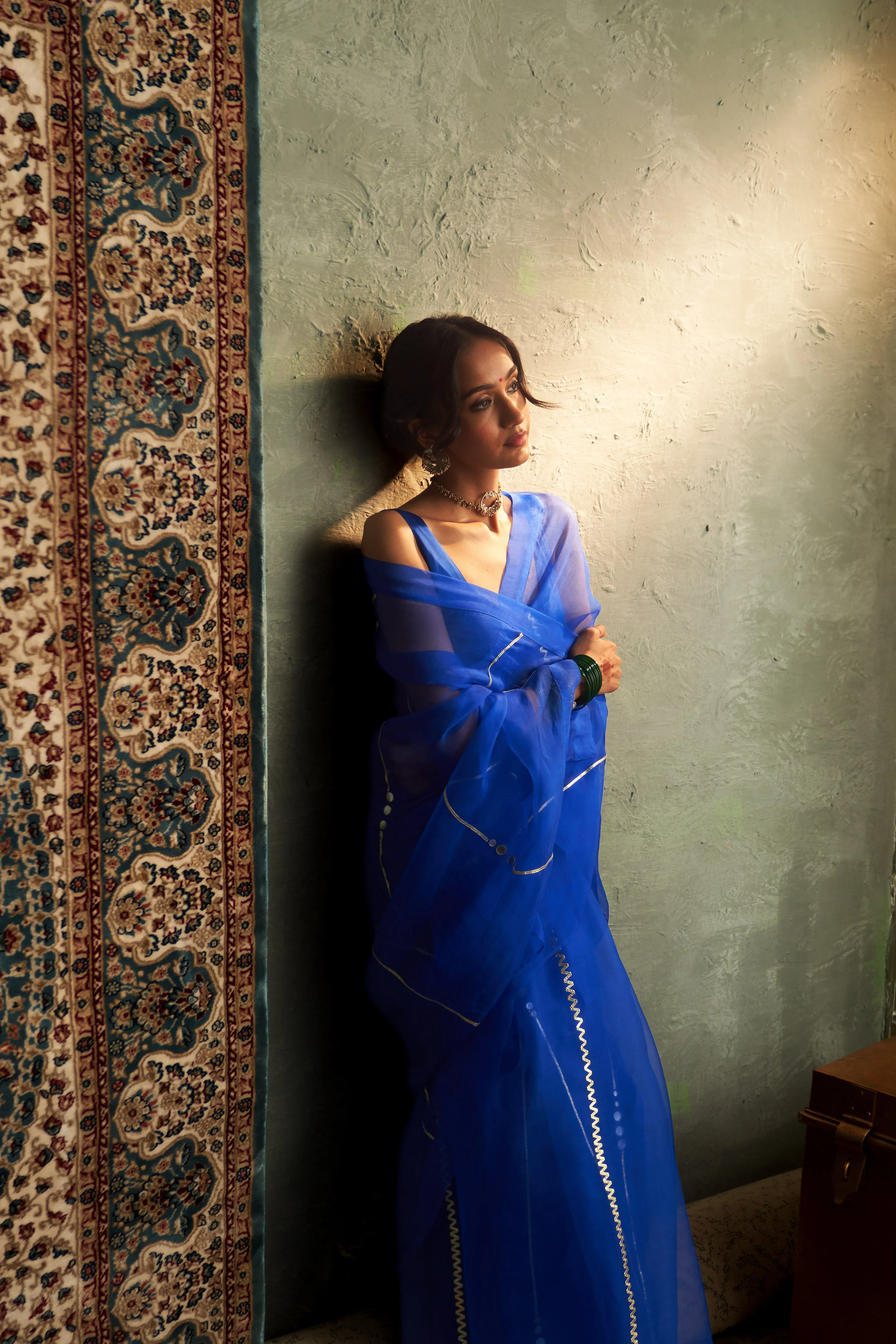 Prarambh Organza Saree With Sleeveless Blouse