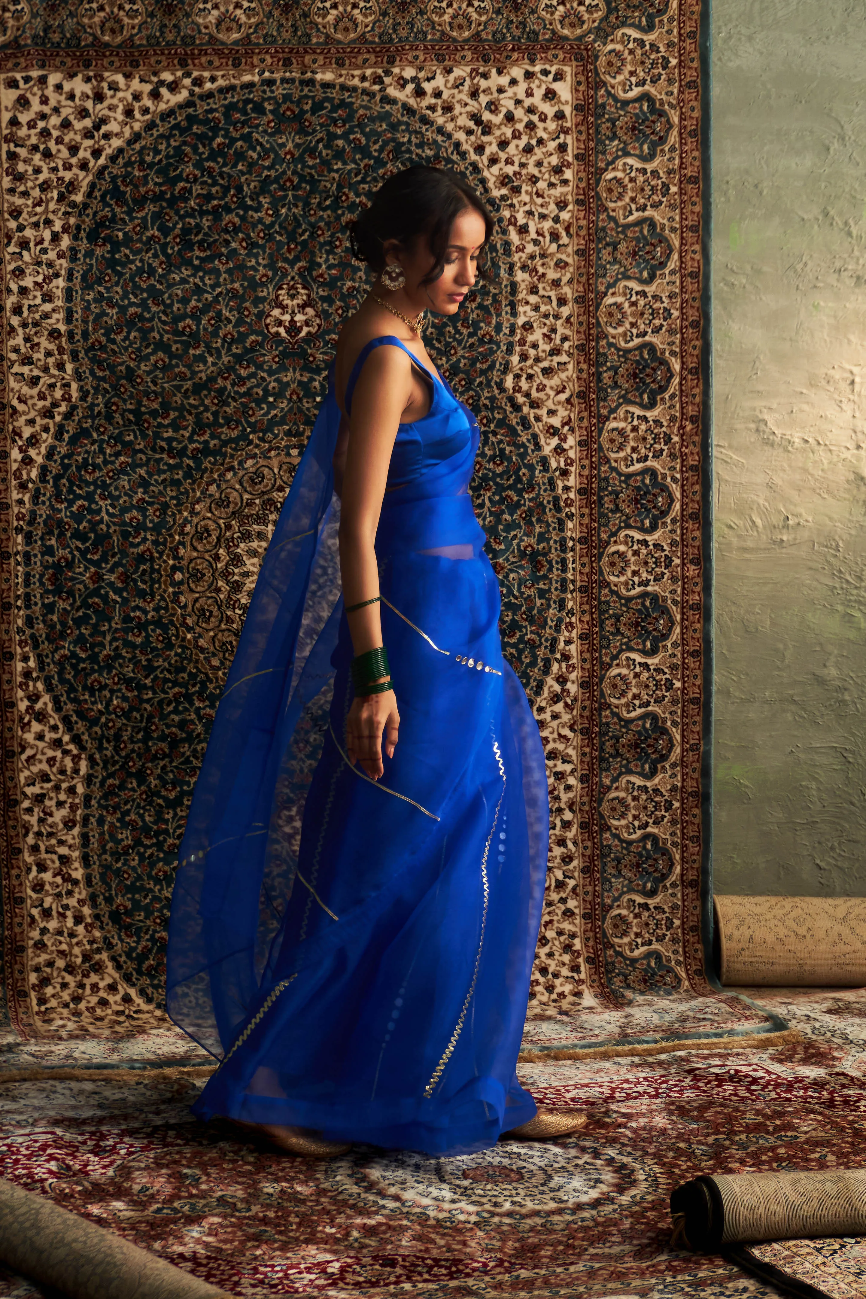 Prarambh Organza Saree With Sleeveless Blouse