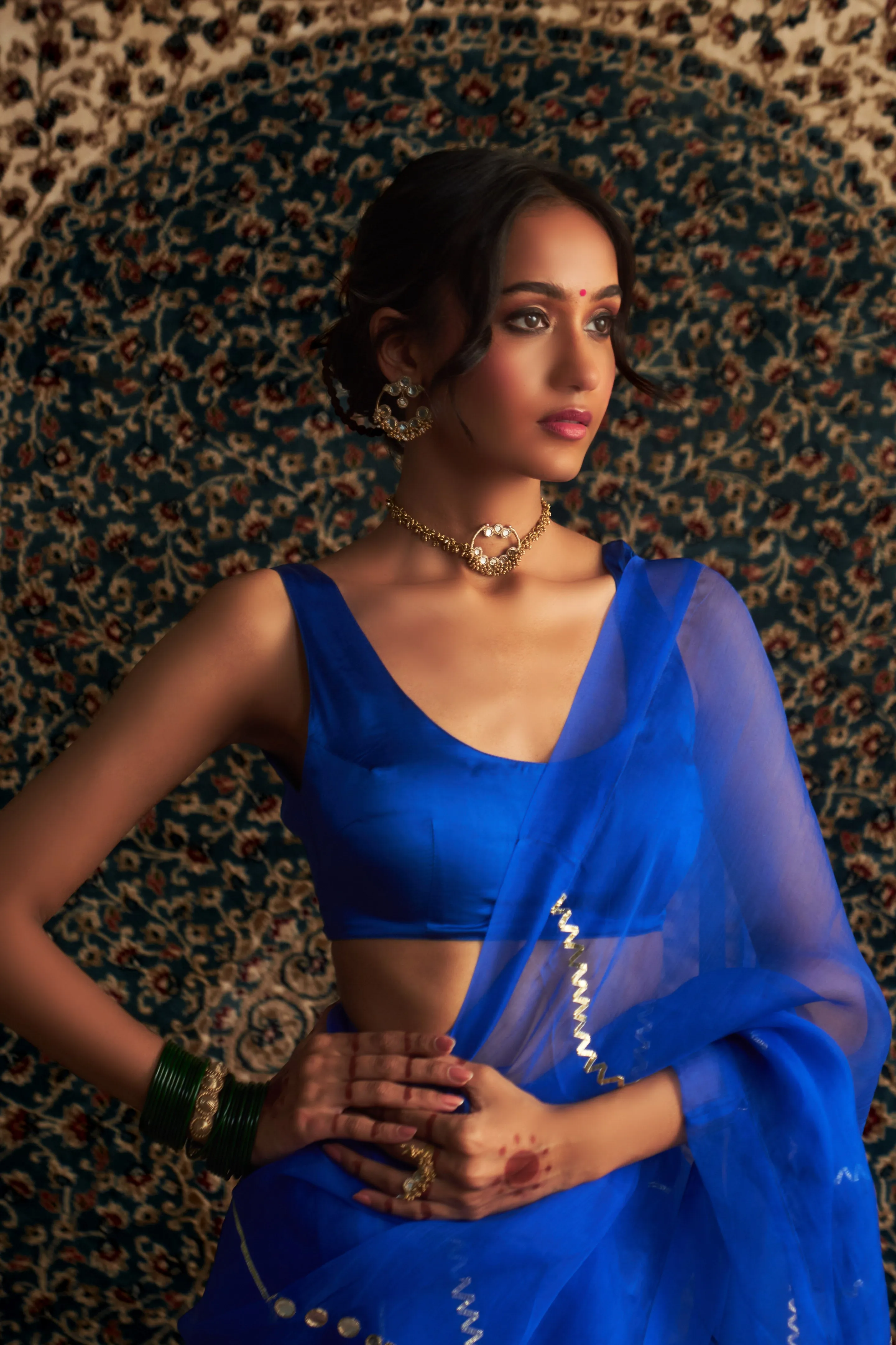Prarambh Organza Saree With Sleeveless Blouse