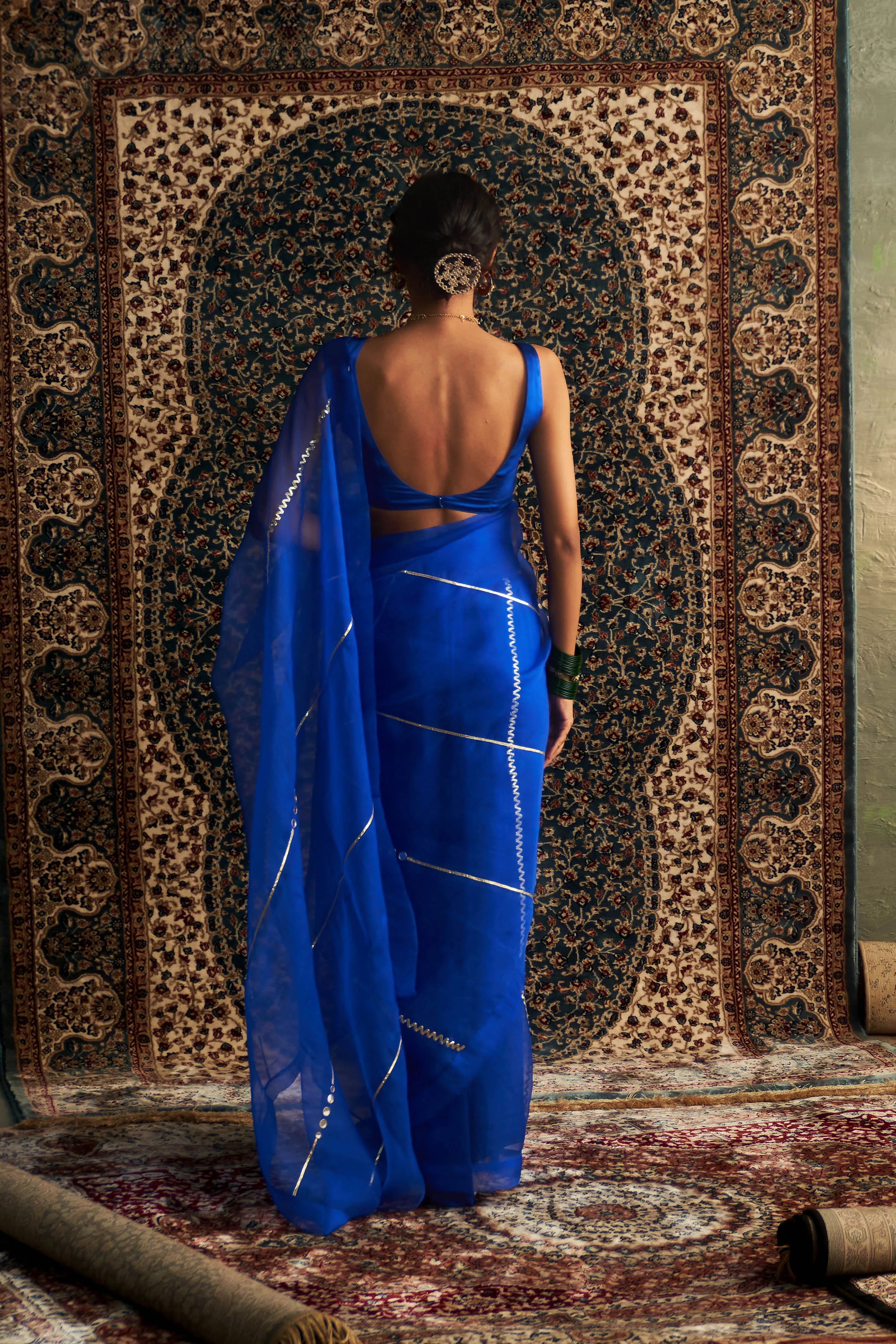 Prarambh Organza Saree With Sleeveless Blouse