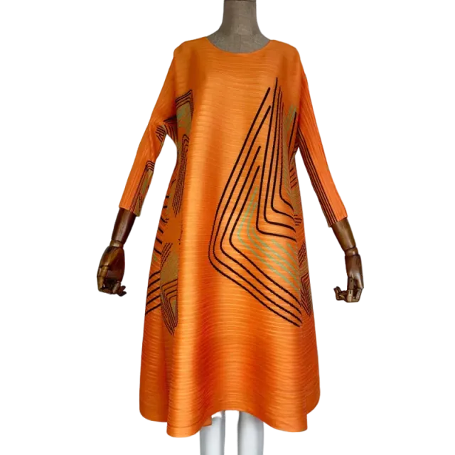 Pre Order: Chic Geometric Pleated Dress - WINI