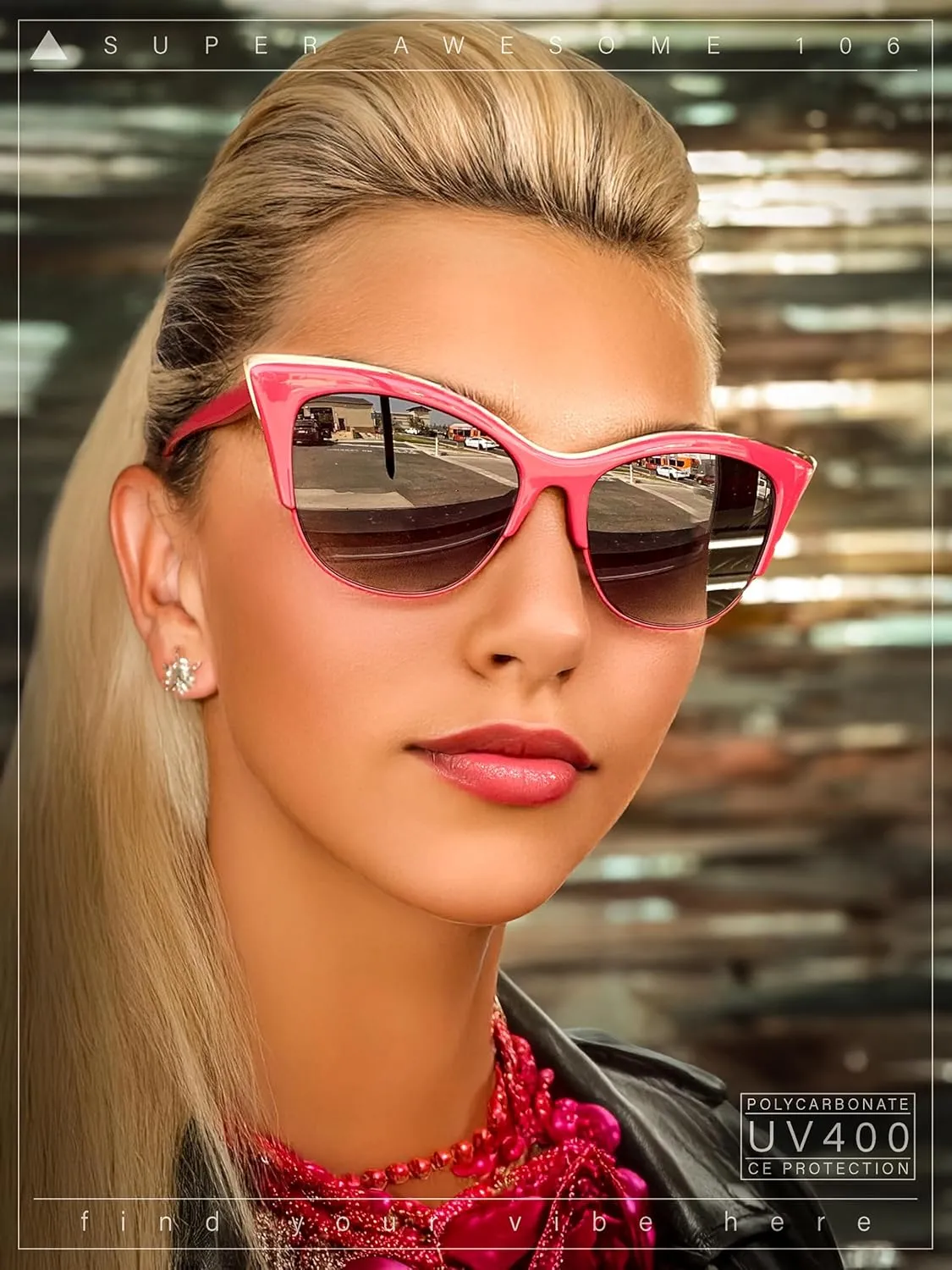 SA106 Womens High Point Squared Half Rim Look Cat Eye Sunglasses