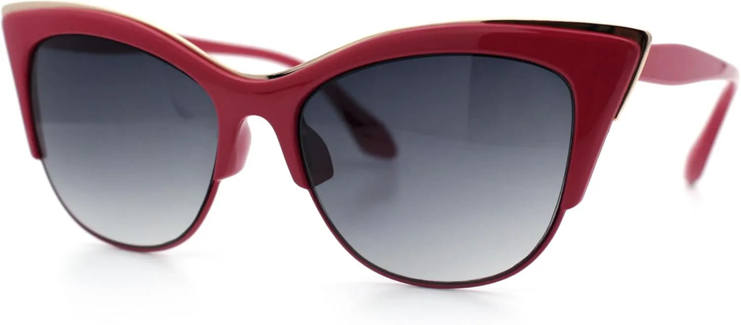 SA106 Womens High Point Squared Half Rim Look Cat Eye Sunglasses