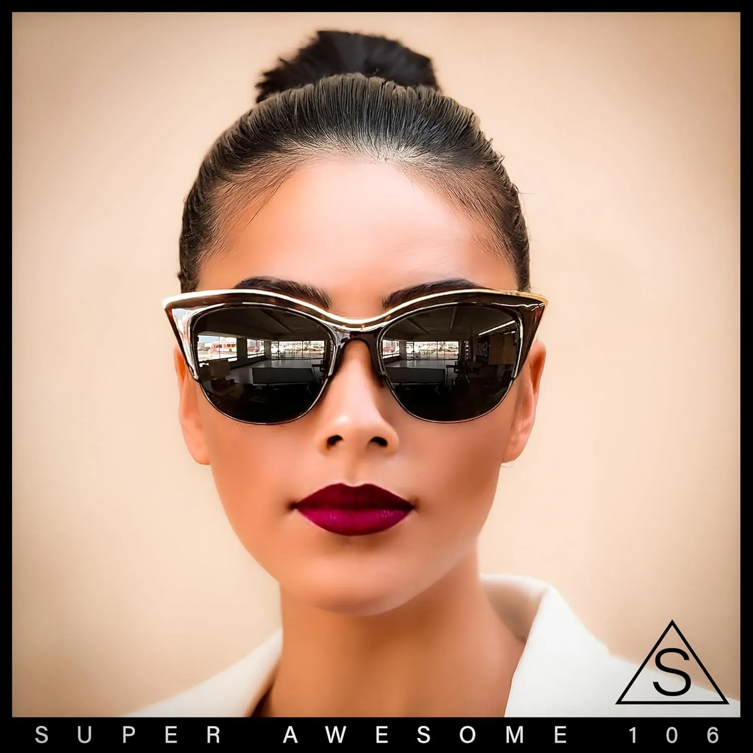 SA106 Womens High Point Squared Half Rim Look Cat Eye Sunglasses