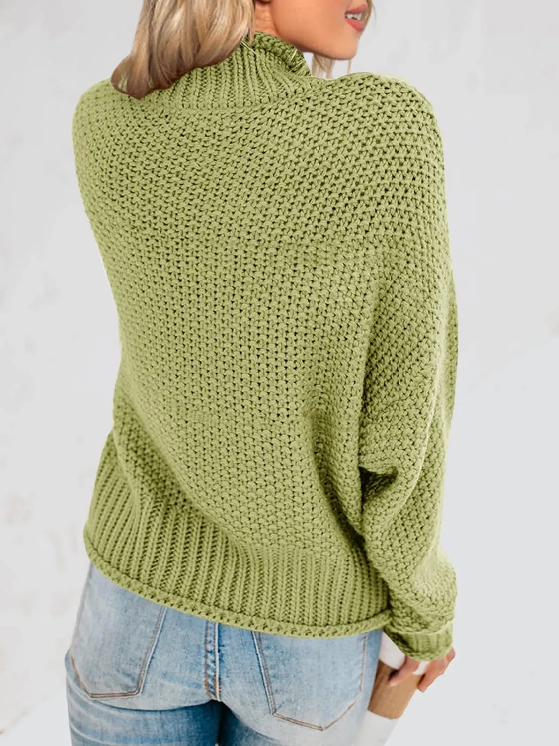 Saodimallsu Womens Turtleneck Oversized Sweaters Batwing Long Sleeve Pullover Loose Chunky Knit Jumper