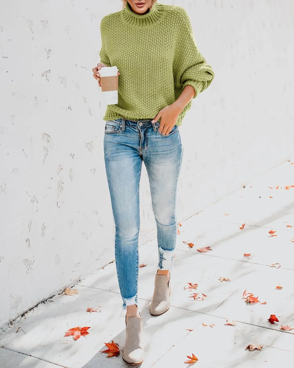 Saodimallsu Womens Turtleneck Oversized Sweaters Batwing Long Sleeve Pullover Loose Chunky Knit Jumper