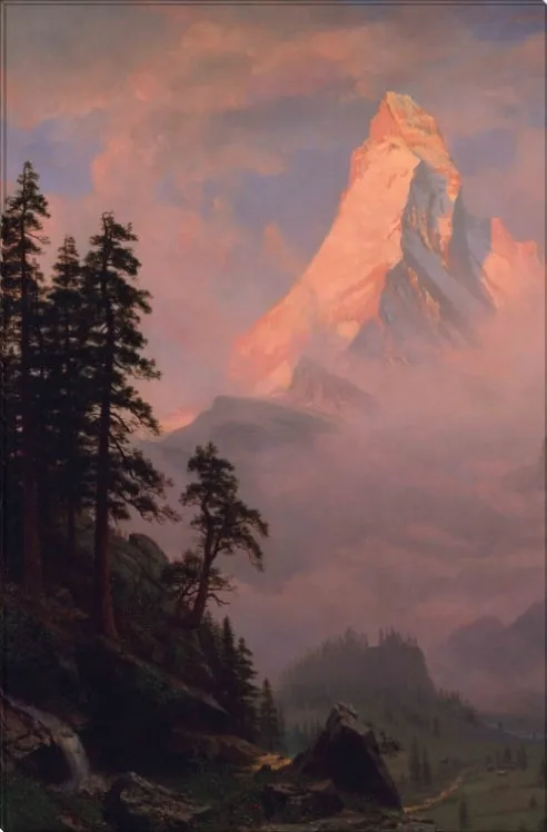 Sunrise on the Matterhorn | Albert Bierstadt Masters Classic Art in Gallery Wrapped Canvas | Various Sizes