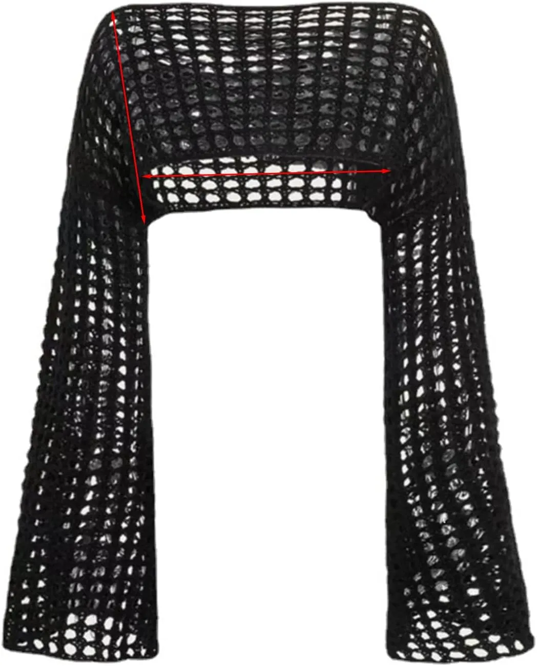 Sweaters,Women Grunge-Crochet Knit See Through Crop Tops Up Shrug Long Sleeve Neck Casual Cropped Smock Top Blouse