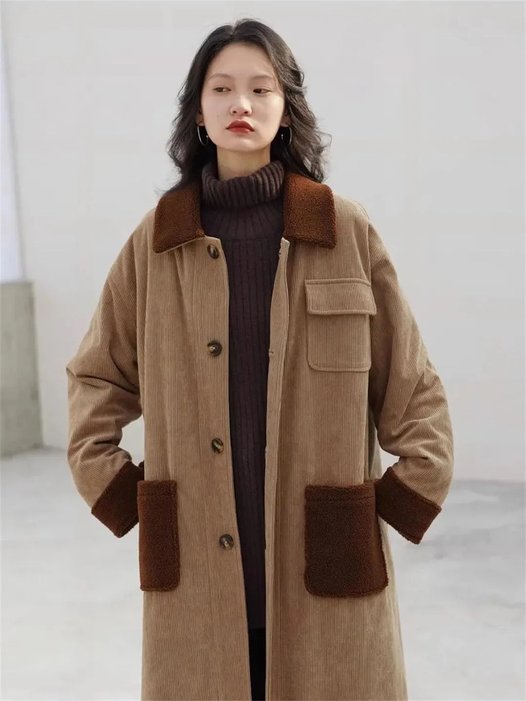 Women Loose Turtleneck Sweater Pullover Thick Medium Long Sweater Oversized Casual Sweater